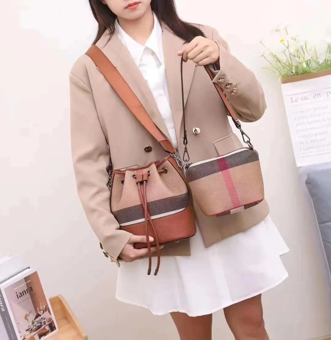 Новая кожаная клетчатая тканевая пряжка на шнурке для модной женской сумки