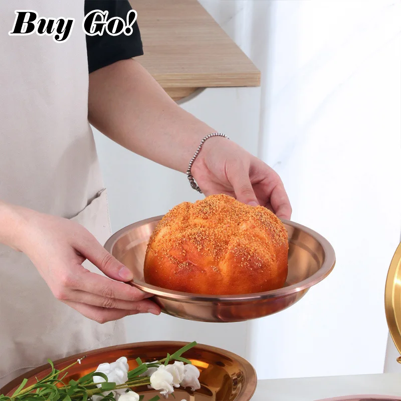 1/2PCS Stainless Steel Food Plates Fish Dinner Metal Fruit Trays Pasta Salad Snack Dessert Dishes Serving Storage - купить по