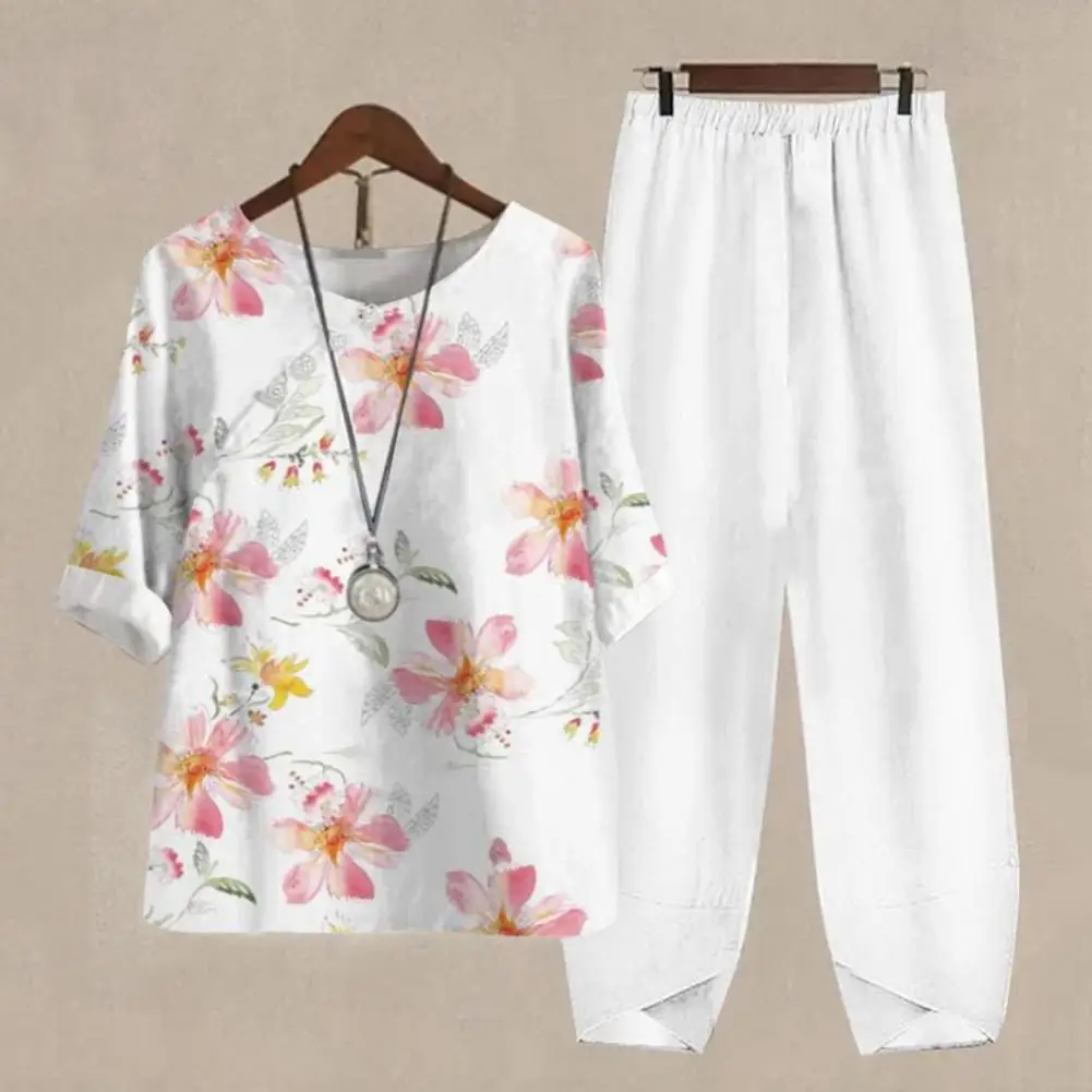 

Женский спортивный костюм из двух предметов, хлопковая льняная Повседневная Свободная однотонная блузка, футболка и брюки с широкими штанинами, комплект из 2 предметов, лето 2022