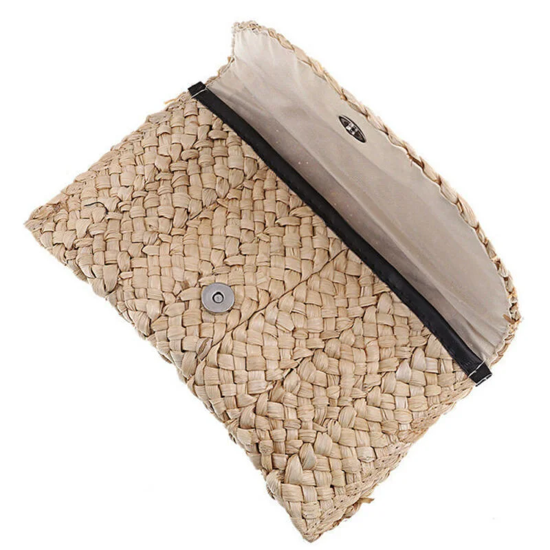 

Women Boho Straw Knitted Clutch Braided Handbag Summer Beach Bag Purse Holder