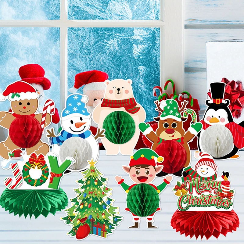 9 шт. украшения для рождественской вечеринки сотовые центральные элементы столов