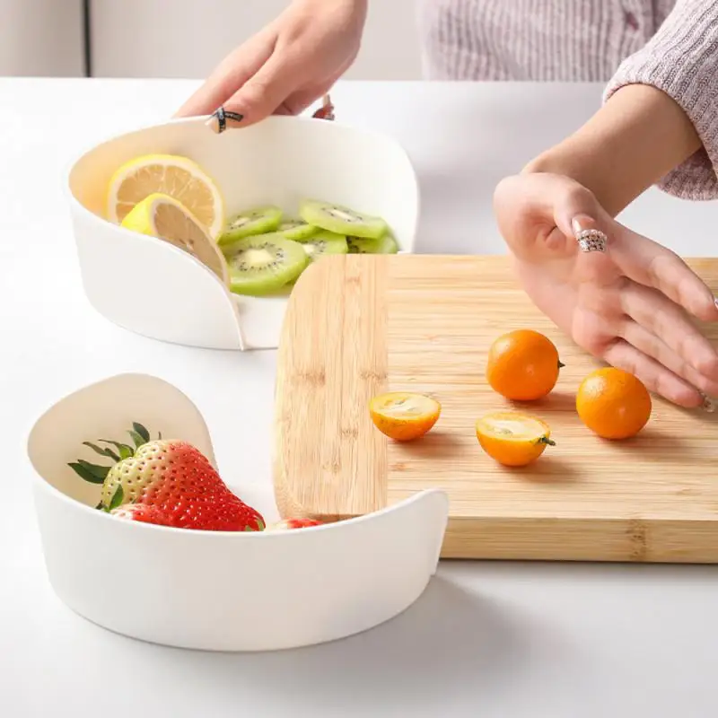 

Kitchen Storage Plate 1pc Saving Space Kitchen Storage Dishes Round Hole Design Wholesale Food Plate Dinnerware Multi-dish White