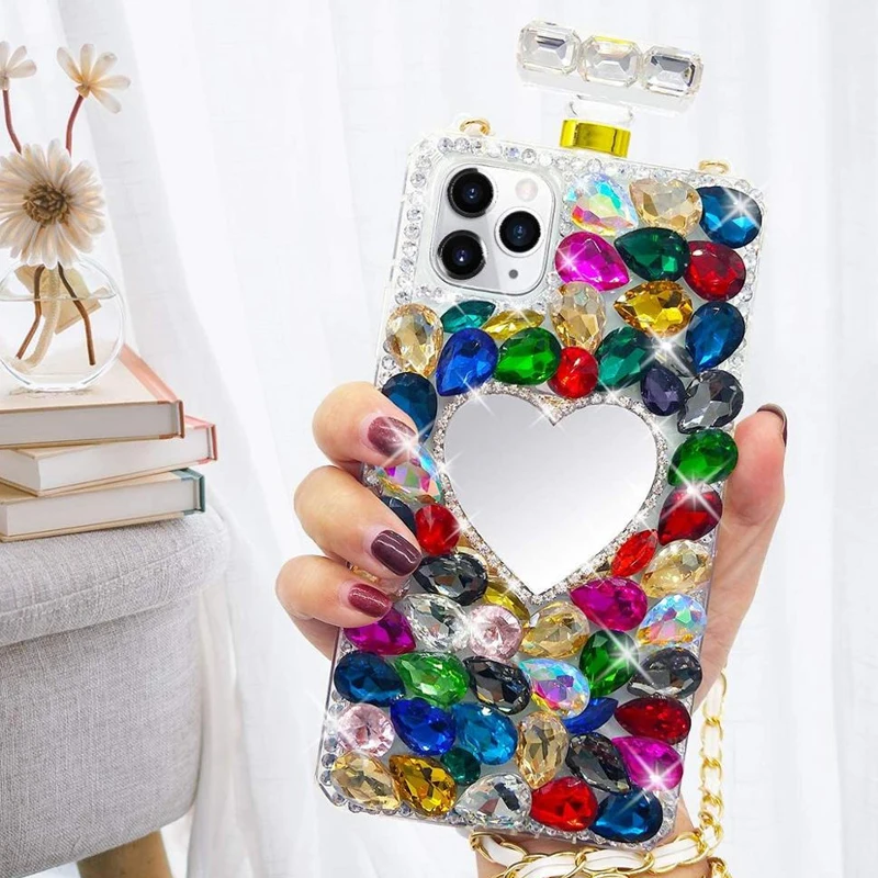 

Luxury Glitter With Diamond Perfume Bottle Phone case For IPhone 14 13 12 11 Pro Max XR XS X 7 8 Plus SE2020 14Plus Women Cover