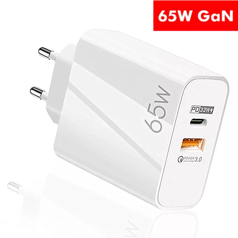 

GaN Charger 65W USB Type C PD Fast Charging Quick Charge 4.0 3.0 USB Phone Charger For iphone 13 12 11 pro Xiaomi MacBook Laptop