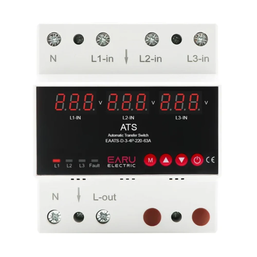 63A/100A 3-фазный 4-проводной регулируемый защитный прибор от пониженного напряжения
