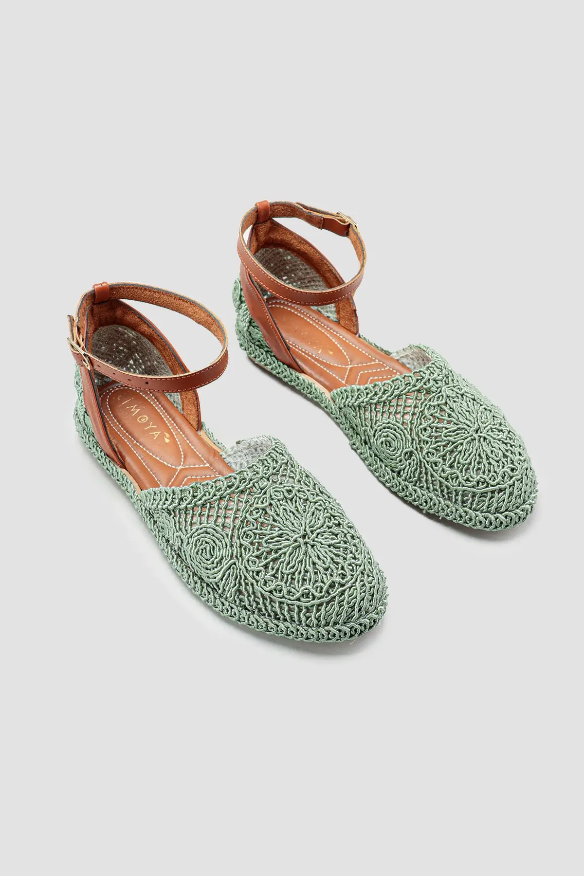 

Women's Green Mesh Detailed Knitwear Wrist Baretli Sandals Retro Bohemian Women Sandals Fashion summer sandals soft platform elastic Retro Bohemian Women Sandals Fashion floral print sewing shoes Rhinestone design