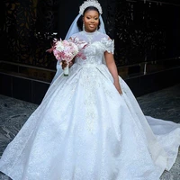 black girls ball gown wedding dresses lace appliques beading robe de mariage luxury sequin vestido de novia 2022