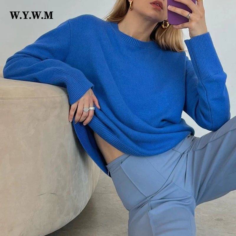 WYWM зимний теплый вязаный свитер с круглым вырезом для женщин 2022 корейские