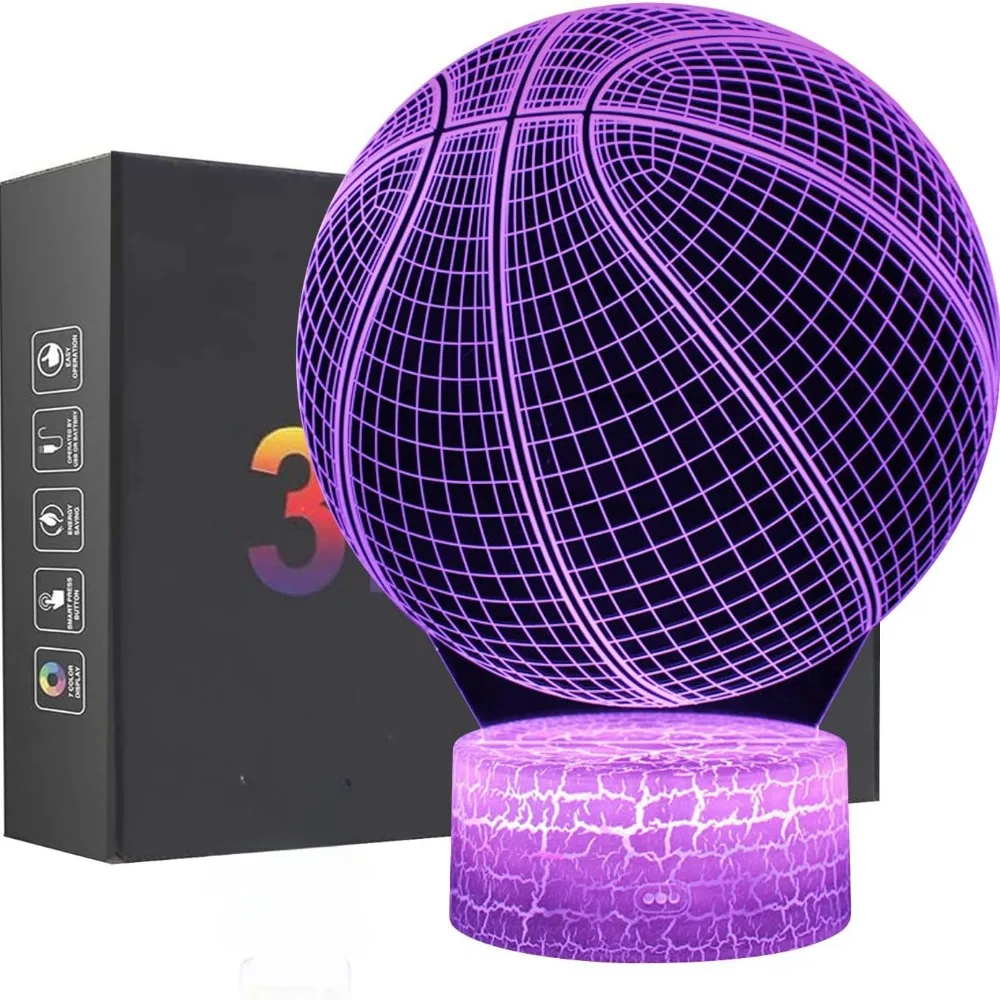 Nighdn Basketball Nachtlicht 3D Illusion Tisch Schreibtisch Lampe 7 Farben Ändern Weihnachts Geschenk Für Kinder Teen Jungen Mädchen Zimmer Dekor