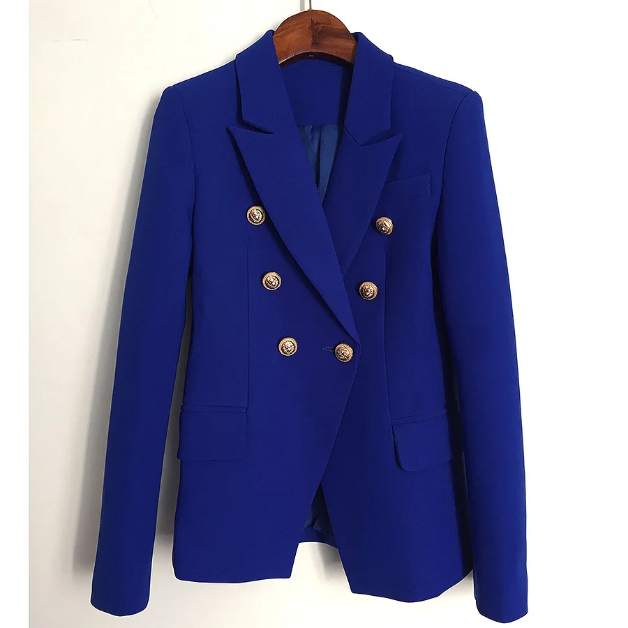 

2022 Women European and American Star Show Business Formal Uniform Lady Work Office Wear Tweed Double Breasted Blazer Jacket