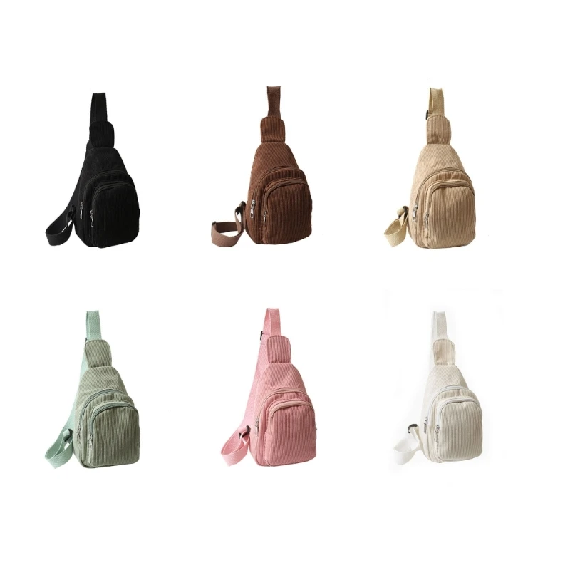 Вельветовая нагрудная сумка на плечо для женщин и девочек дорожная через