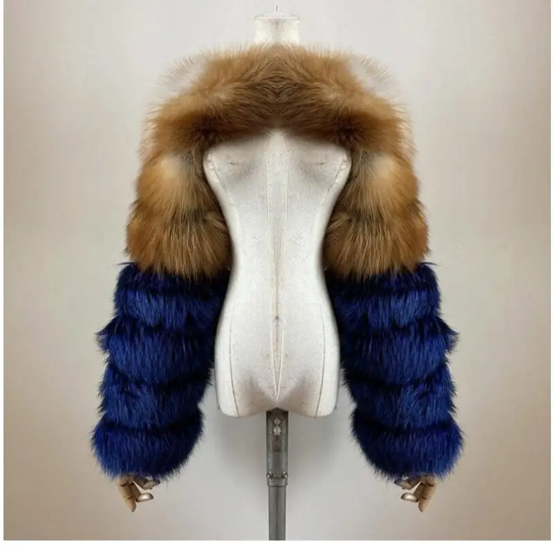 Women Real Raccoon Fur Silver Fox Red Fox Sleeve Ladies Fashion Natural Two Sleeved Autumn Winter Hign Quality Imitation Fur