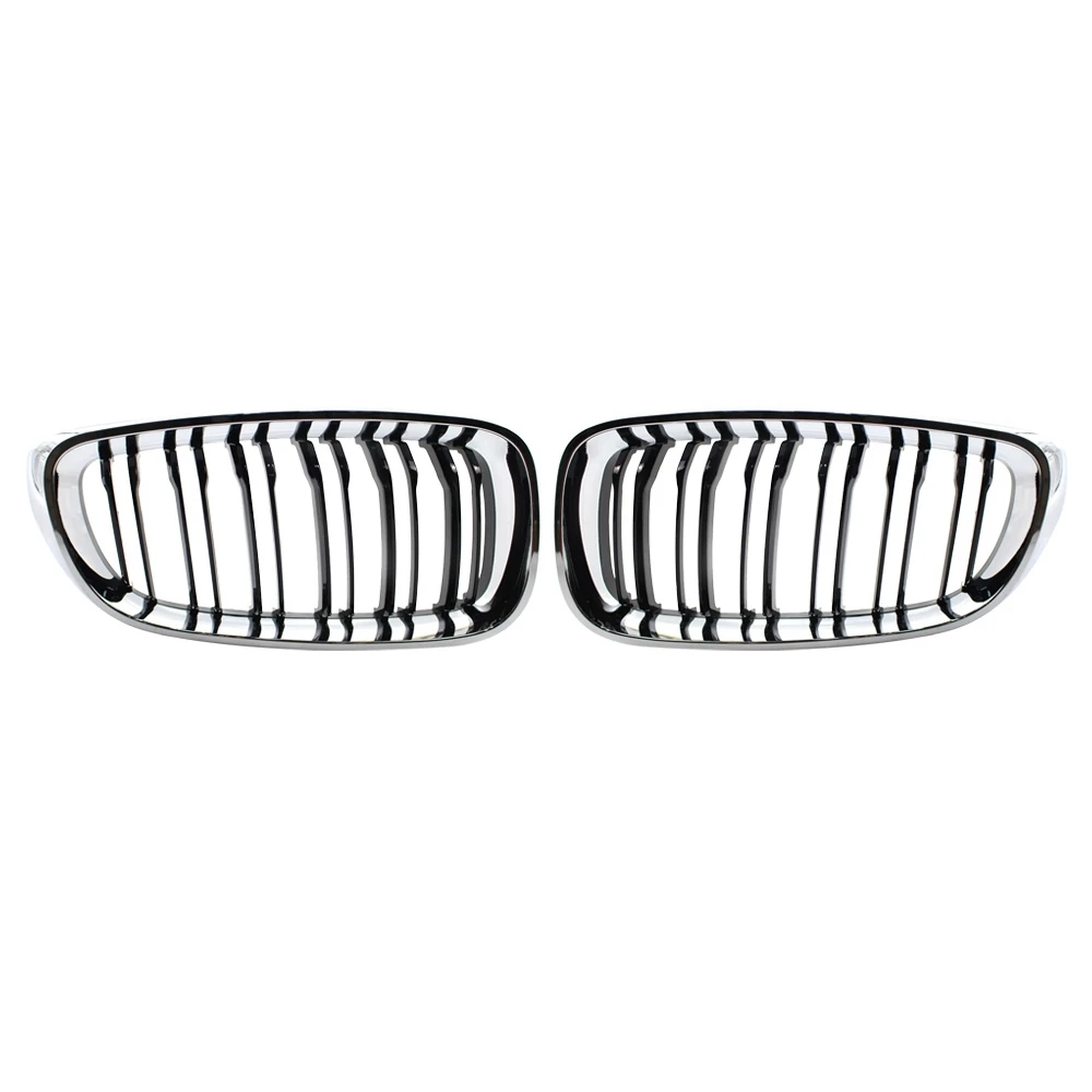 

Front Kidney Grill Double Slats Chrome Silver Black Grille for-Bmw 3 Series Gt F34 2014-2017 320I 328I 335I Xdrive