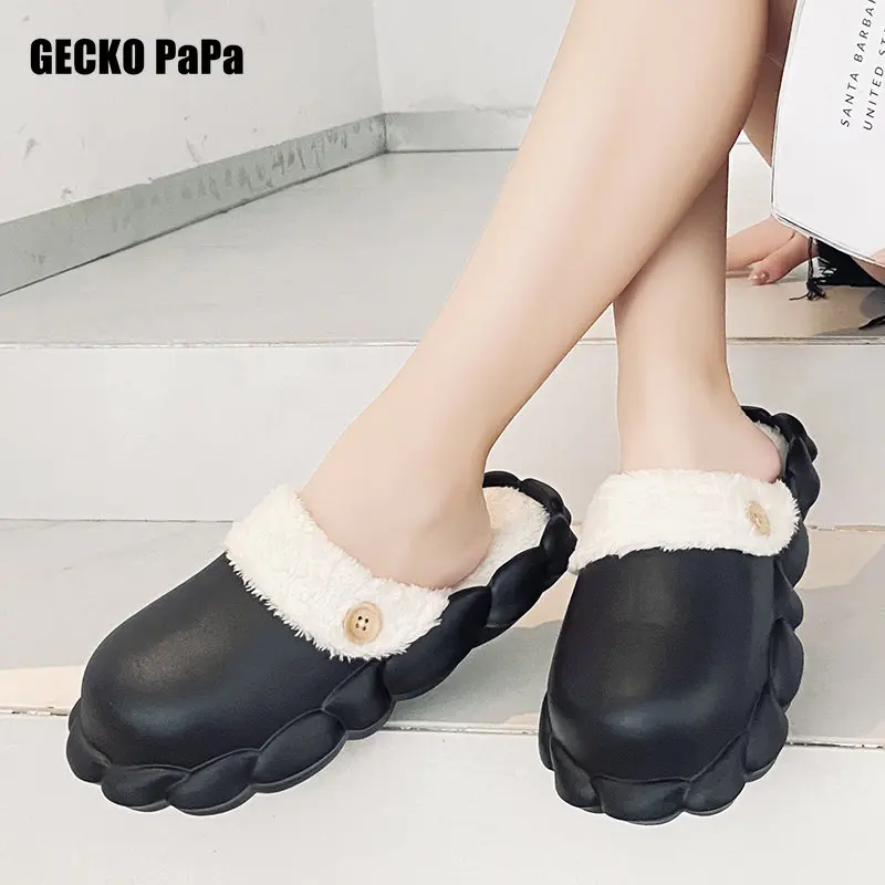 

Men's Slipper Solid Color Autumn Winter Home Slipper For Women Warm Indoor Bedroom Slides Men Detachable Cotton Slippers 36-45