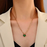 dripping oil heart pendant necklace for women fashion creative color double layer love clavicle chain aesthetic jewelry
