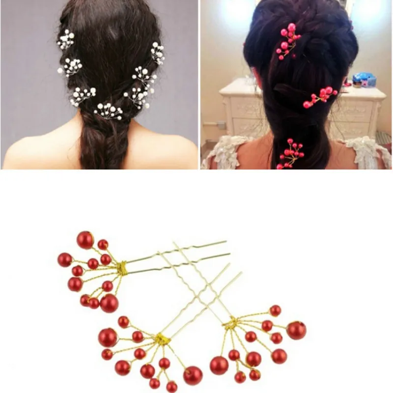 

Women U-shaped Pin Metal Barrette Hair Clip Hairpins Simulated Pearl Bridal Tiara Hair Accessories Wedding Hairstyle Design Tool