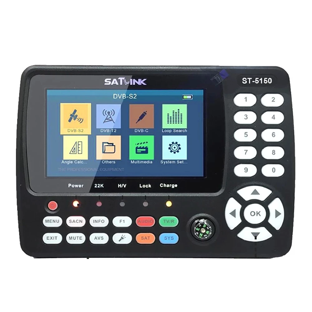 

Φ Satellite Finder Sat ST-5150 DVB-S2 HD Combo Meter H.265 HEVC DVB-T2 QPSK 8PSK 16APSK 4,3 дюймов TFT