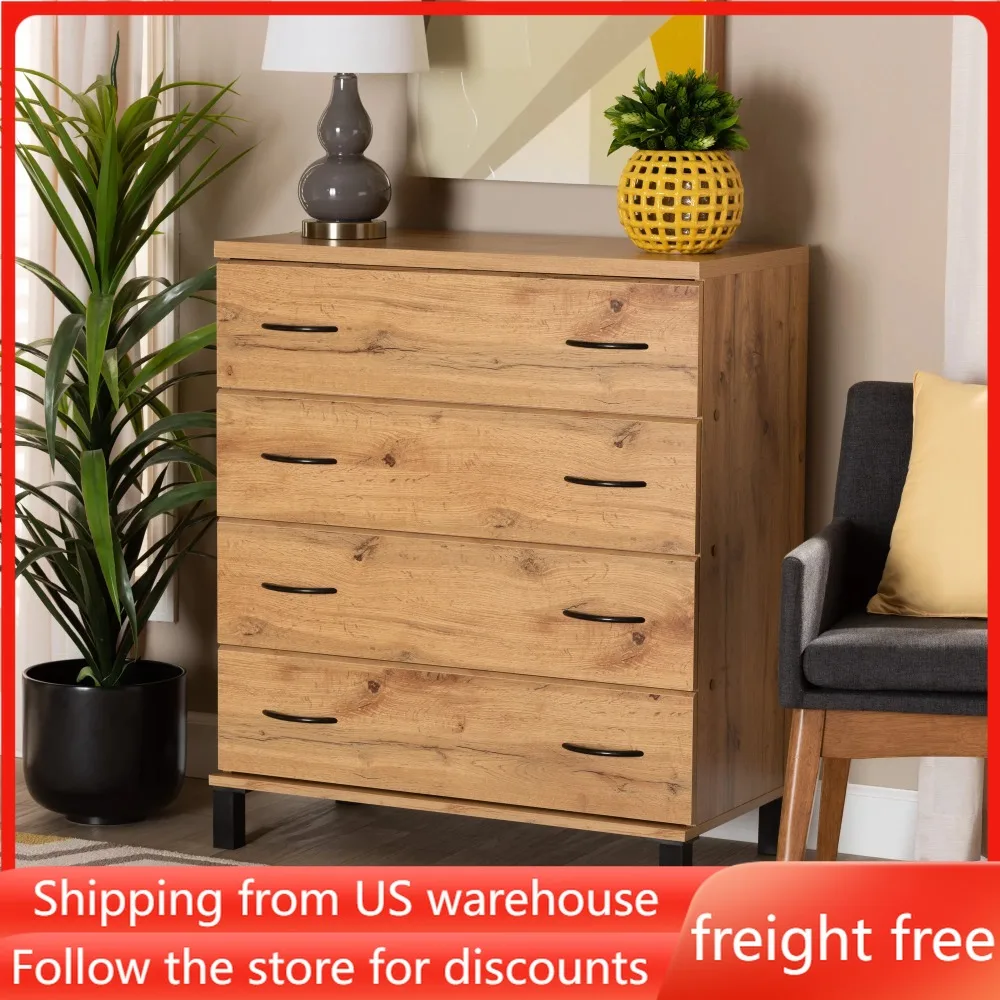 

Drawer Organizer Cabinets and Drawers Modern and Contemporary Oak Brown Finished Wood 4-Drawer Storage Chest Dresser Boxes Box