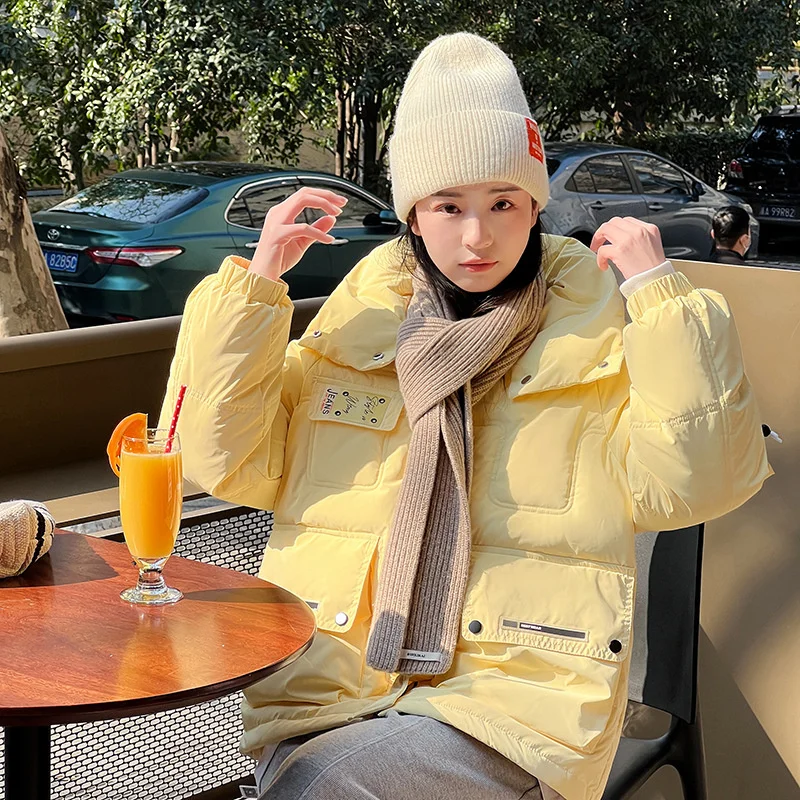 2022 Korean winter new down jacket women's short stand collar candy color fashion cotton jacket trend