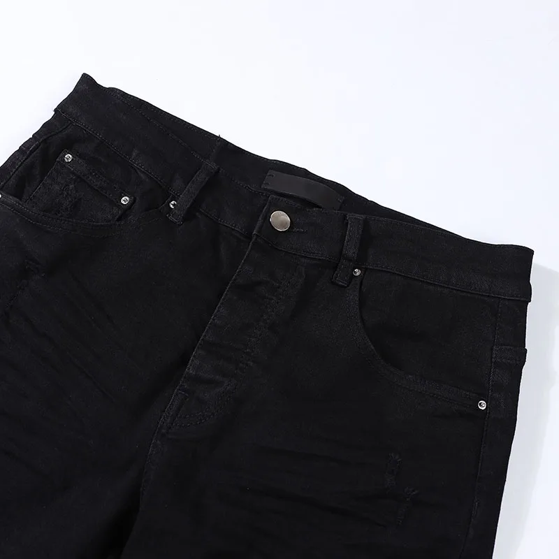 Fashion Men's Jeans High Street Black Slim Fit Casual Skinny Ripped Denim Pencil Pants Punk Style Harajuku Streetwear Trousers