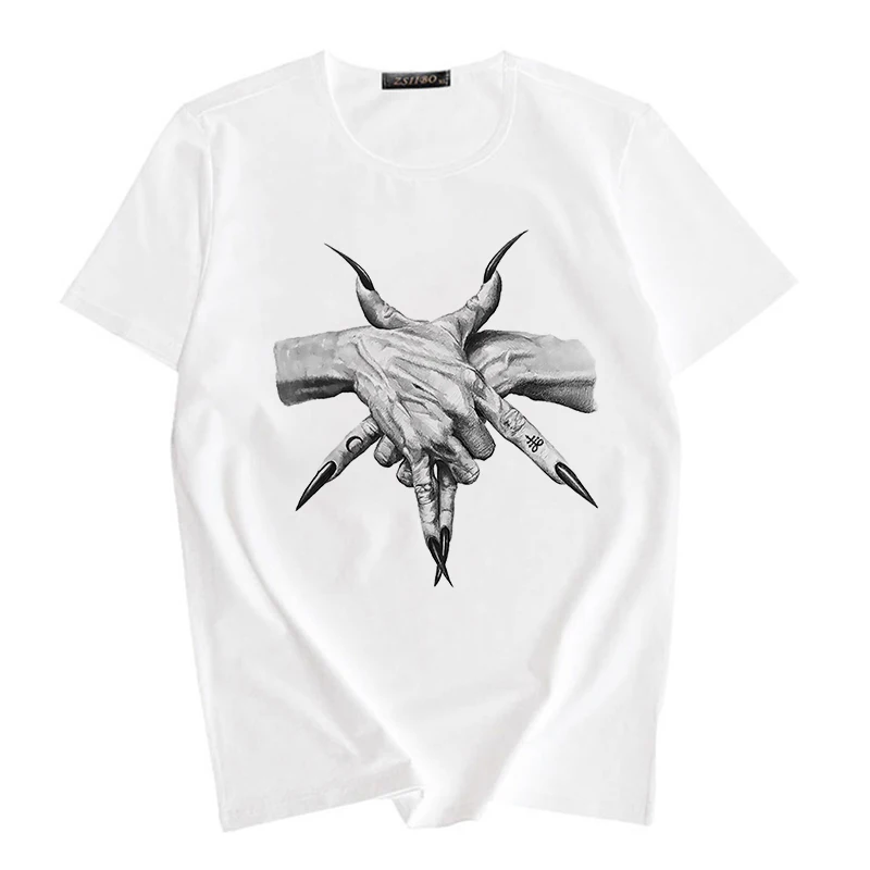 

Horror Long Fingernails Women T-shirts Tops Tshirt Crew Neck Fitted Soft Tee TShirt Streetwear Clothes High Quality