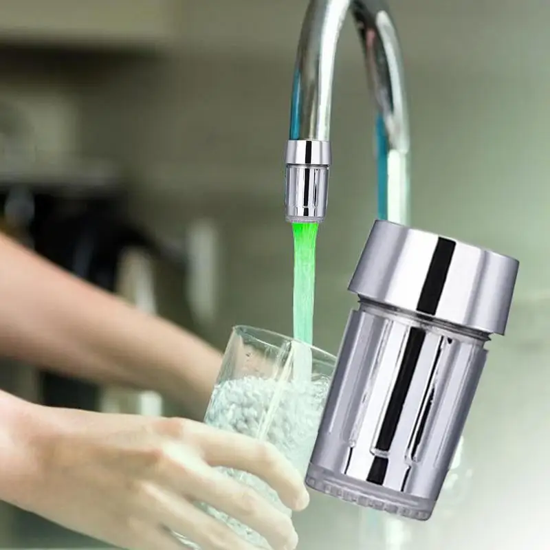 

Colors Changing LED Water Faucet Tap Kitchen Water Saving Glowing Shower Tap Temperature Sensing Water Faucet With Adapter