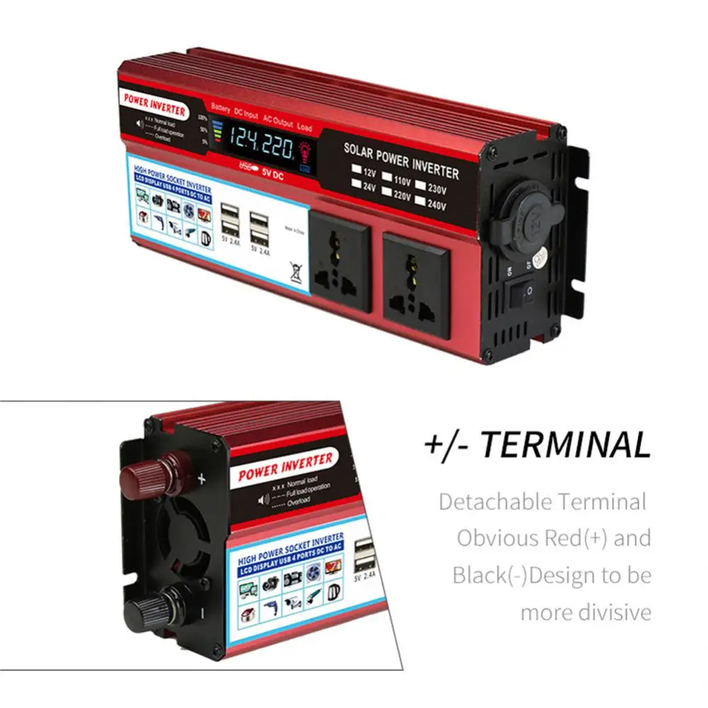 

750W Car Inverter DC12V/24V to AC110V/220V Voltage Converter Adapter Outdoor Travel Charging Power Inverter Modified Sine Wave