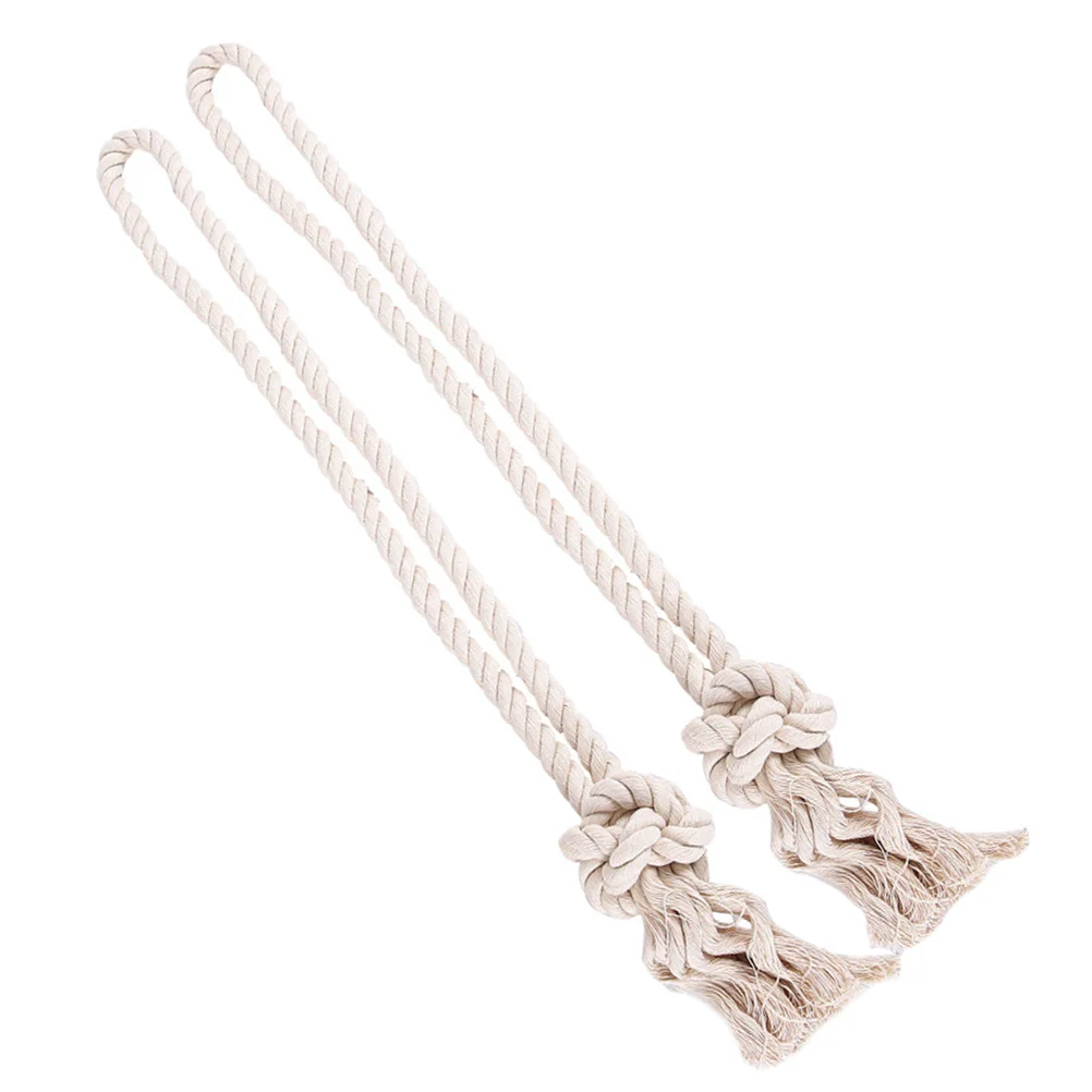 

2pcs Vintage Tassel Curtain Hanging Rope Cotton Rope Curtain Holdback (Beige)