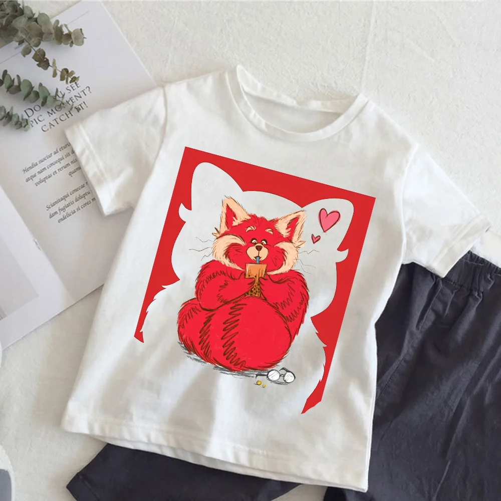 

Новинка 2022, Детская футболка Kawaii Pixar Disney Mei Fox, повседневная одежда в стиле Харадзюку, забавные детские футболки, Топ