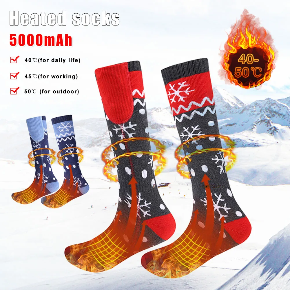 5000mAh Winter Heated Socks 5V Rechargeable Socks App Temperature Control Christmas Electric Heating Socks For Cycling Skiing
