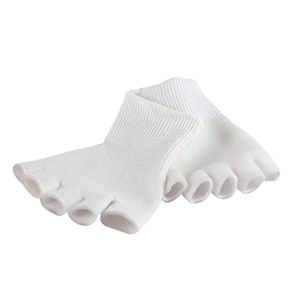 

1 Pair of 5 Toe Gel Moisturizing Socks Gel Spa Socks for Women Lady Girls (White)