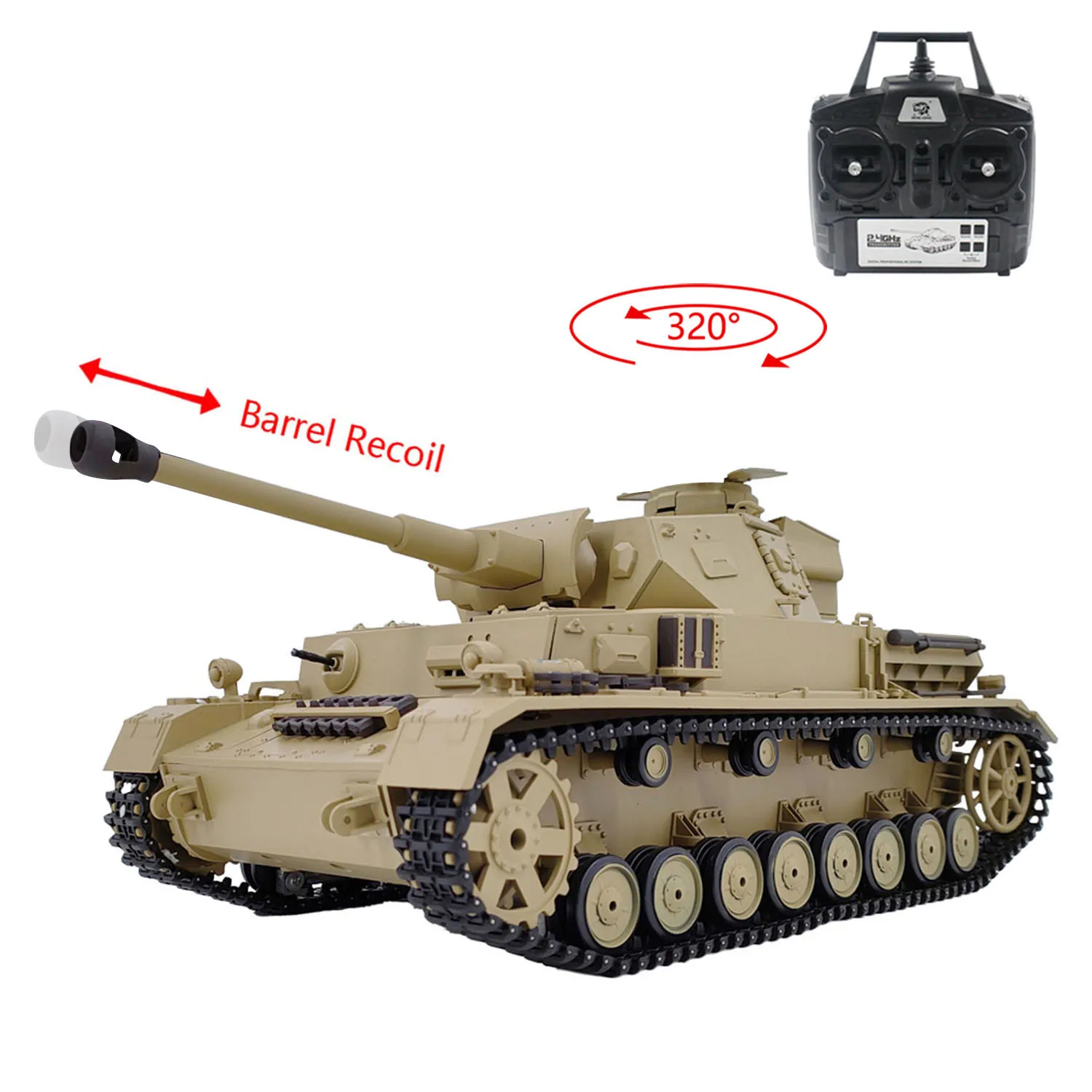 Фото Игрушечный танк 1:16 7.0 Military RC Tank 3859 Panzer IV F2 RTR на радиоуправлении, боевой танк с ИК-пультом, стальной редуктор, игрушка-модель №3