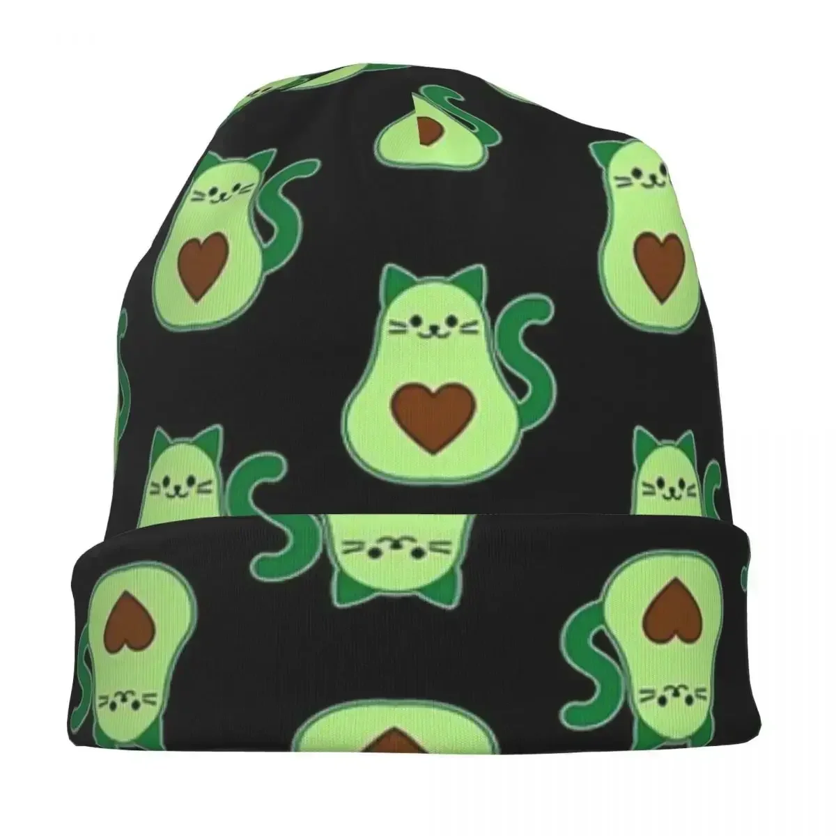 Теплая вязаная шапка с котом авокадо - теплая модная капюшоном осенне-зимние