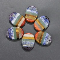 natural stone seven chakra oval drop pendants 7 layers rainbow charm reiki healing energy rope chain diy necklace jewelry 1pc