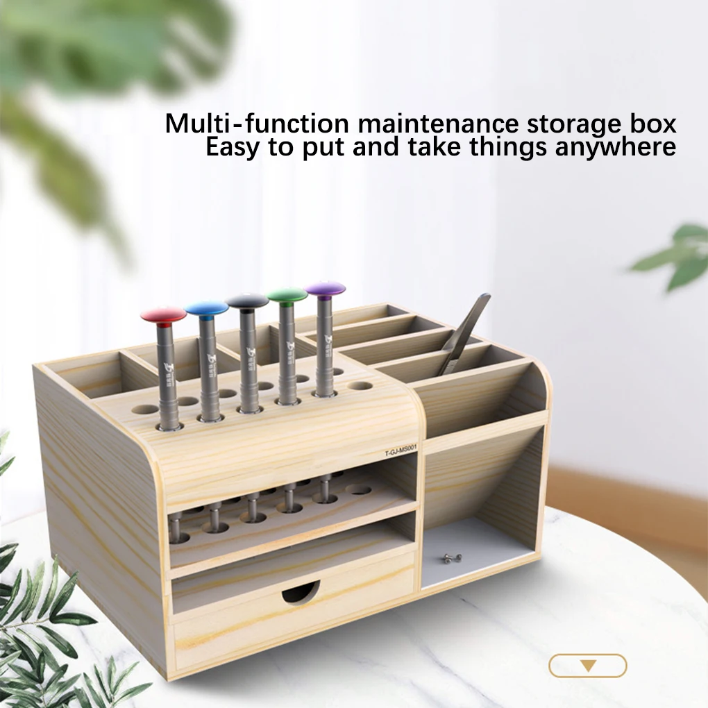 

Storage Box Wooden Tools Hardware Holder Screwdriver Repair Desktop Reception Tool Parts Boxes Organizer Gadget