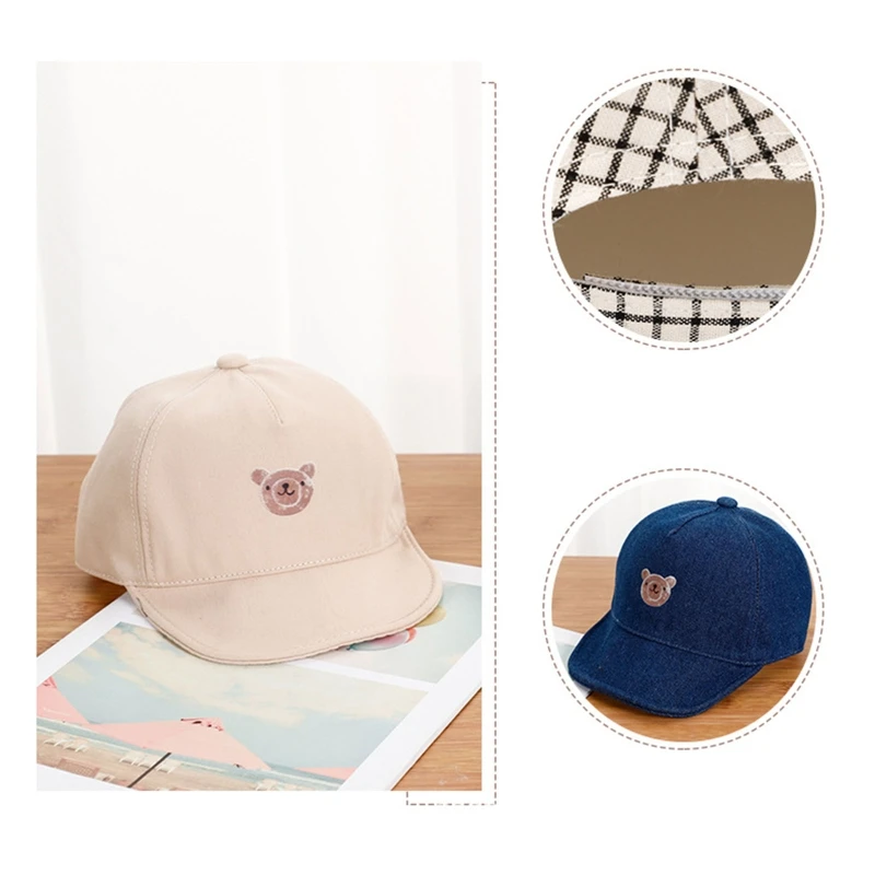 

Spring Autumn Cartoon Bear Baby Baseball Baby Boy Girl Adjustable Easy to Match With Any Outfit for Pacnic/Hike QX2D