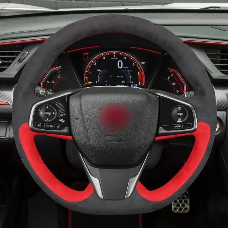Фото Для Honda Civic Type R X/10 2017 2018 2019 2020-2021 новый стиль оболочки красный Алькантара темно-серый цвет №2