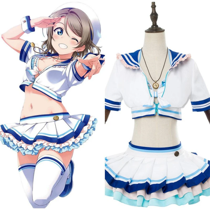 

Love Live! Купальник для косплея солнечный свет! Школьный костюм-Матрос «You Love Live»