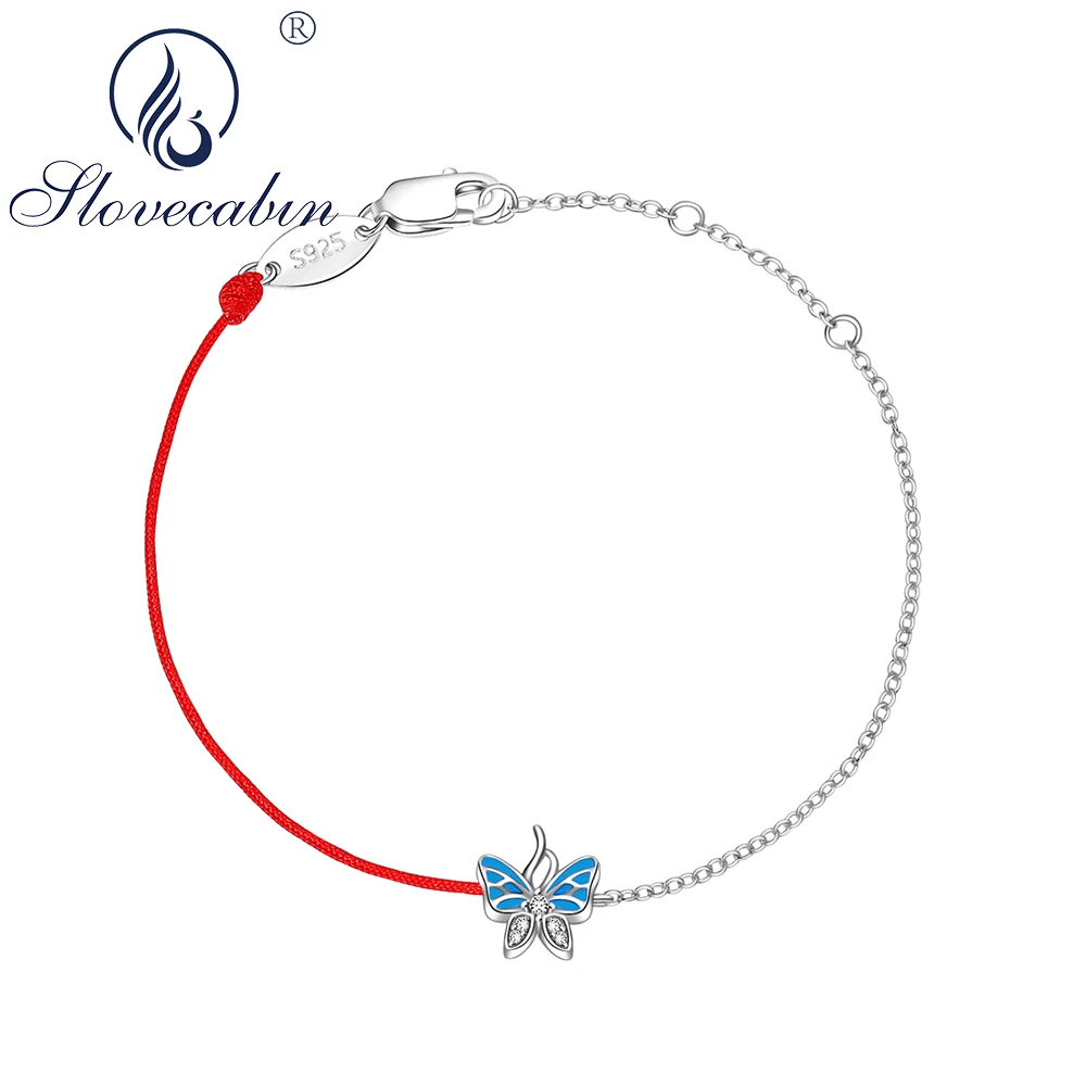 

Женский браслет из серебра 925 пробы с синей бабочкой и эмалью