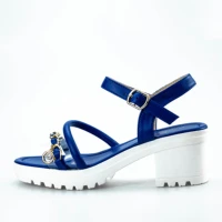 blue womens block heels platform shoes summer high heels casual style plus size 41 ladies high heels ankle strap women sandals