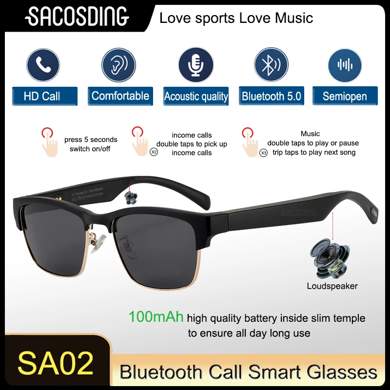 

2023 New Fashion Smart Glasses Bluetooth Call Glasses Outdoor Sport Polarized Sunglasses Music Glasses Smart Anti-Blue Light ios
