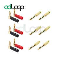 ODLOOP 6-Pack RCA to 1/4" Audio Adapter Bundle with Right Angle Banana Plugs 90 Degree 4mm Speaker Connector for Speaker Wire
