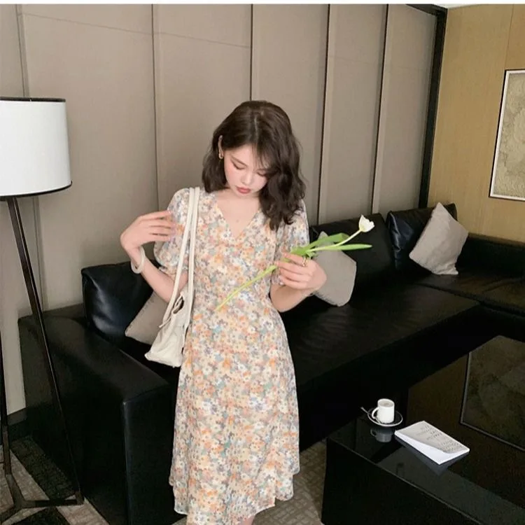 

Dress Neck Floral Chiffon Girl Student Long Oil Painting Skirt All Matched Exquisite Gift Box Nice Unique Adjustable Comforabl