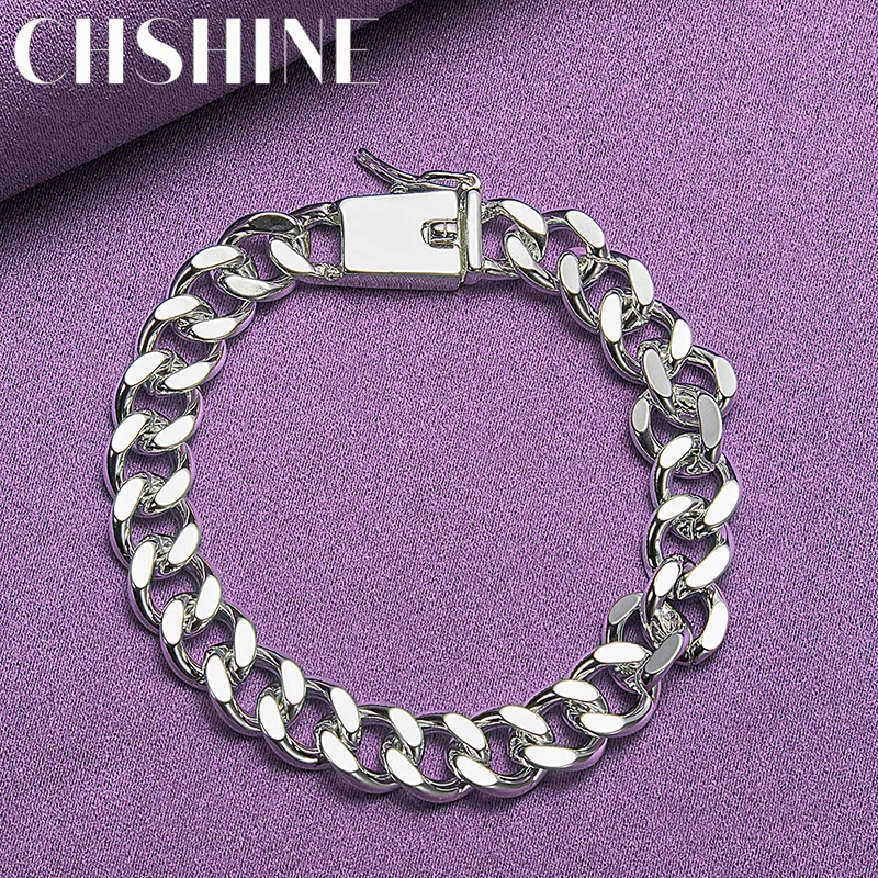 

CHSHINE 925 Sterling Silver Exquisite Men 10MM Side Chain Bracelet Fashion Charm Wedding Prty For Women Jewelry