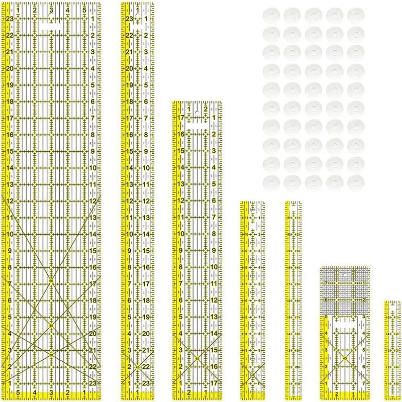 

Acrylic Ruler 7-Piece Set, Non-Slip Ring 50 Pieces, Quilted Ruler, Or A Variety Of Process Forms, Including Quilting
