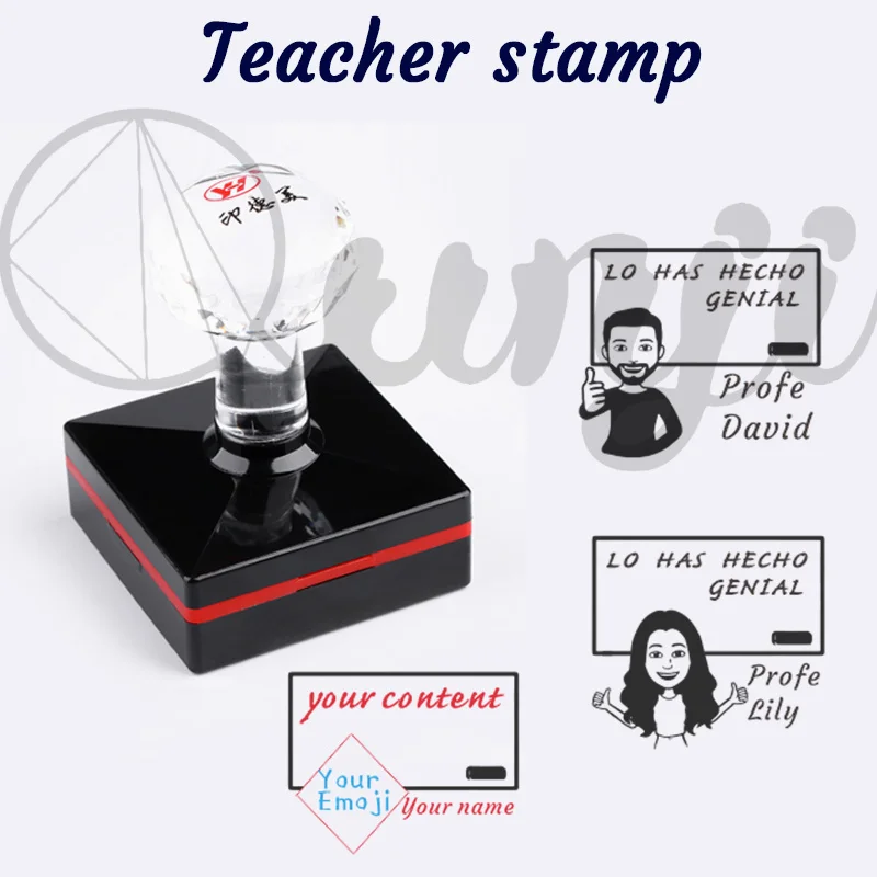 Teacher Stamp Personalized Custom Name Self Ink Gift School Male Female Design 40x40mm |