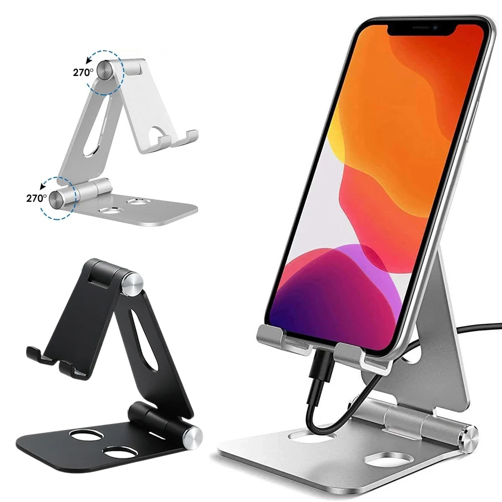 

Metal Mobile Phone Holder for iPhone 11 12 13 Pro iPad Xiaomi Tablet Foldable Table Desktop Adjustable Cell Smartphone Stand