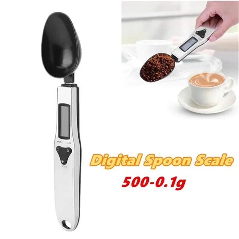 

500g/0.1g Portable LCD Digital Electronic Spoon Weight Scale Measuring Food Weight Accuracy Stainless Steel Spoon Scales Kitchen
