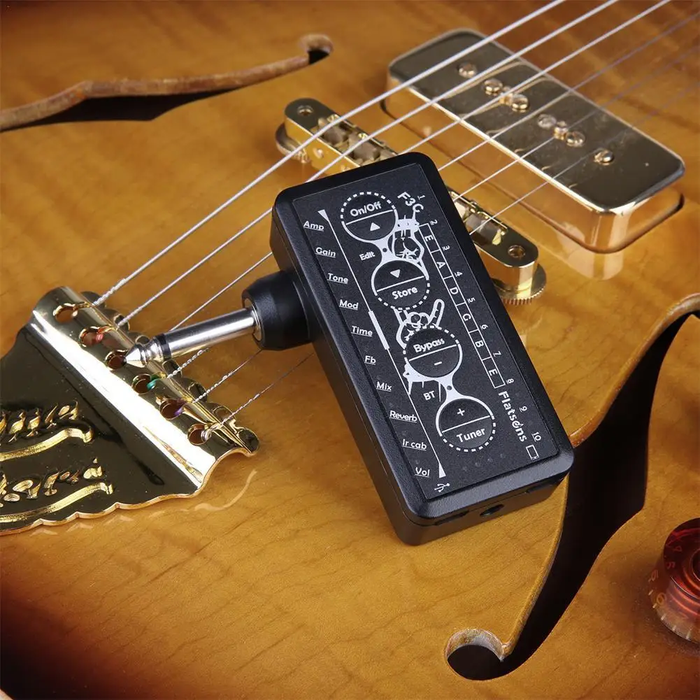 

FLATSONS Guitar Plug Amp Headphone Mini Amplifier Speakers Combo Amplifier Acoustic Electric Bass Sound Pedal Board Delay