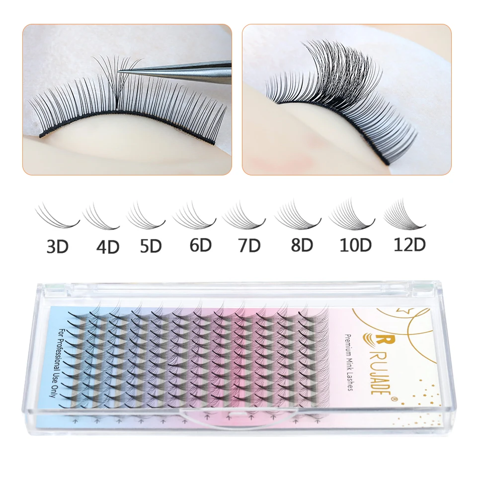 

RUJADE Pointy Base 3D-12D MIX Premade Volume Fans Pre Fanned Russian Volume Lash Sharp Thin Stem Loose Promade Eyelash Extension